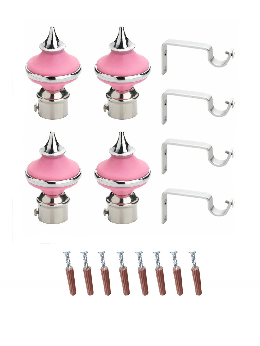 GLOXY Pair Of 2 Matka Shape Stainless Steel Curtain Brackets