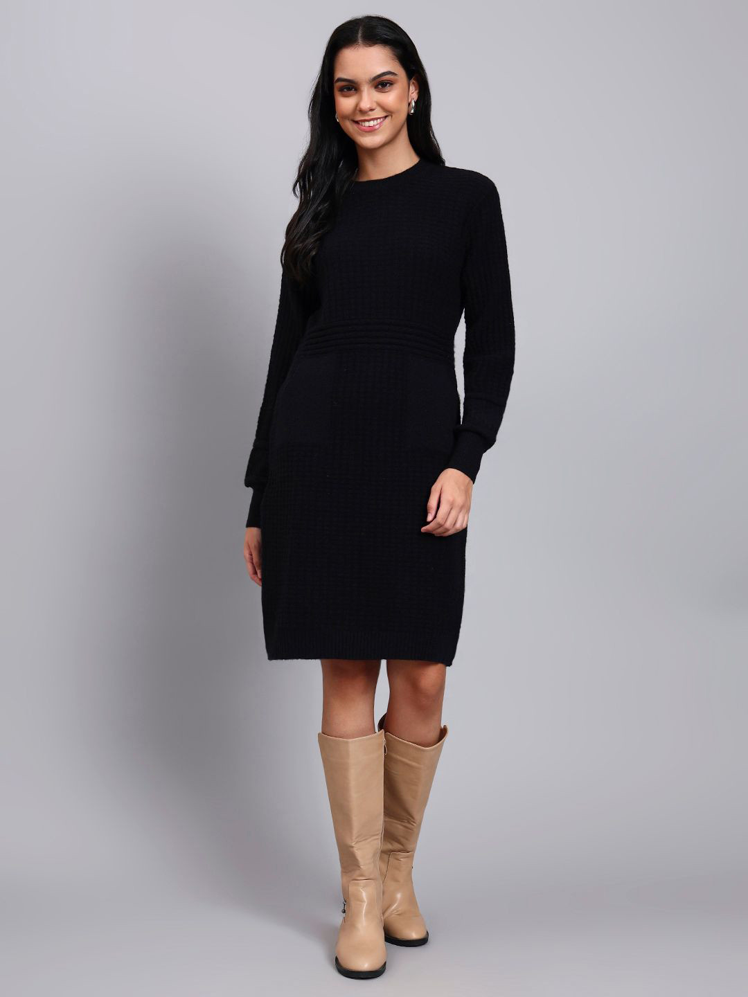 MODKLINE WITH MK Self Design Bodycon Knee Length Dress