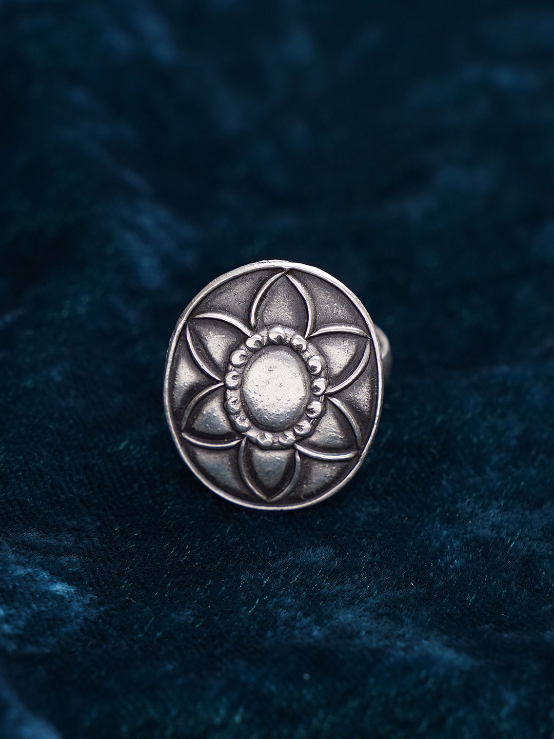 JAYPORE Silver Round Shaped Silver Ring