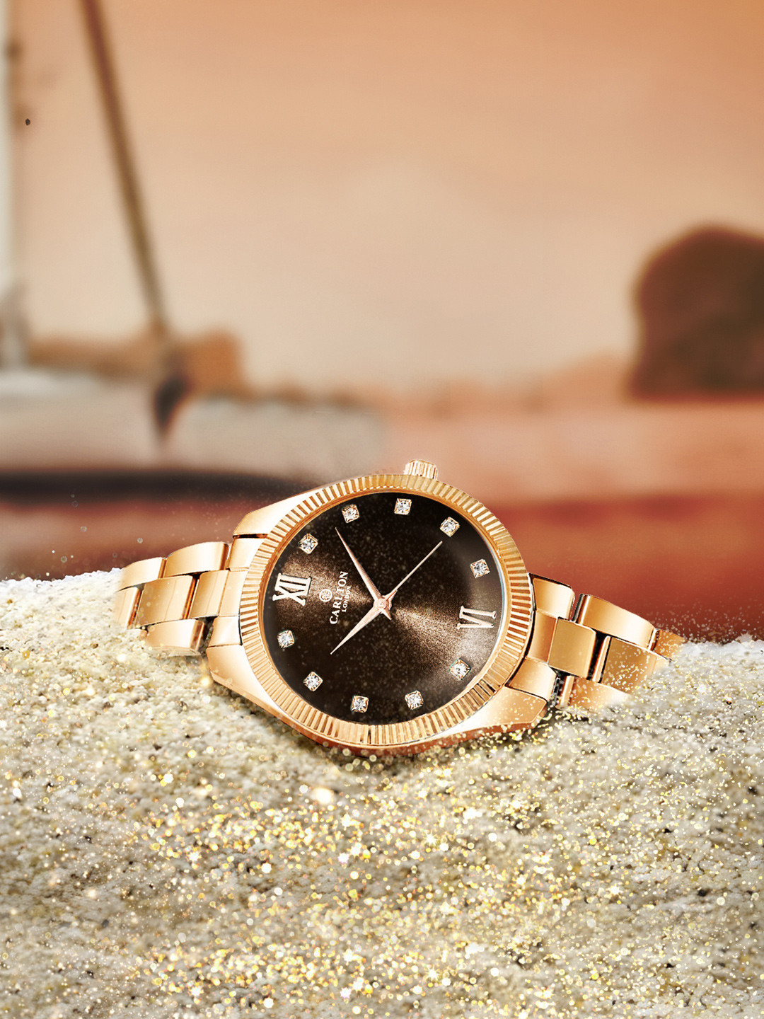 Carlton London Women Gray Dial & Stainless Steel Straps Analogue Watch CLBRTBLK