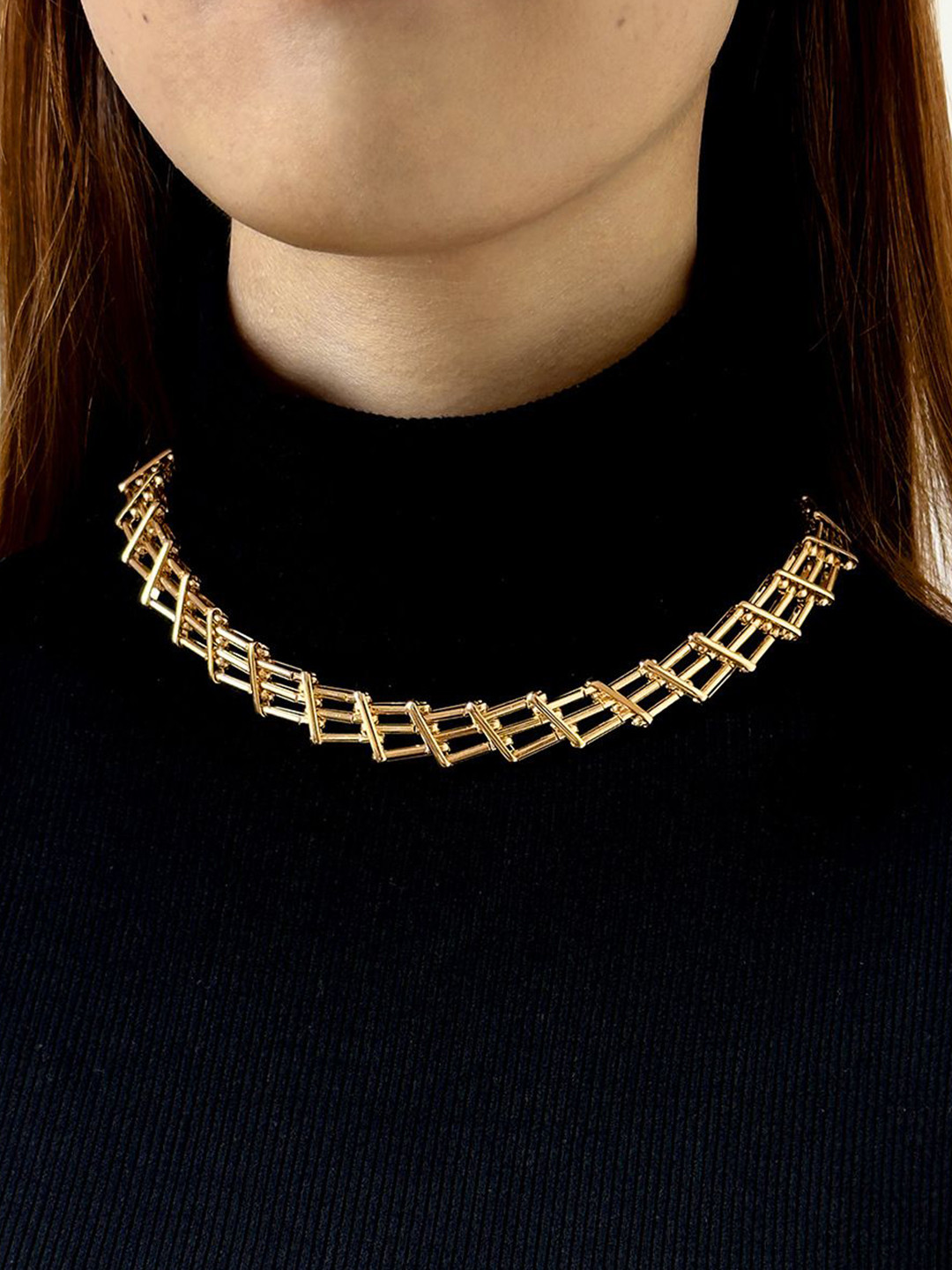 Shining Diva Fashion Gold-Plated Choker Statement Necklace