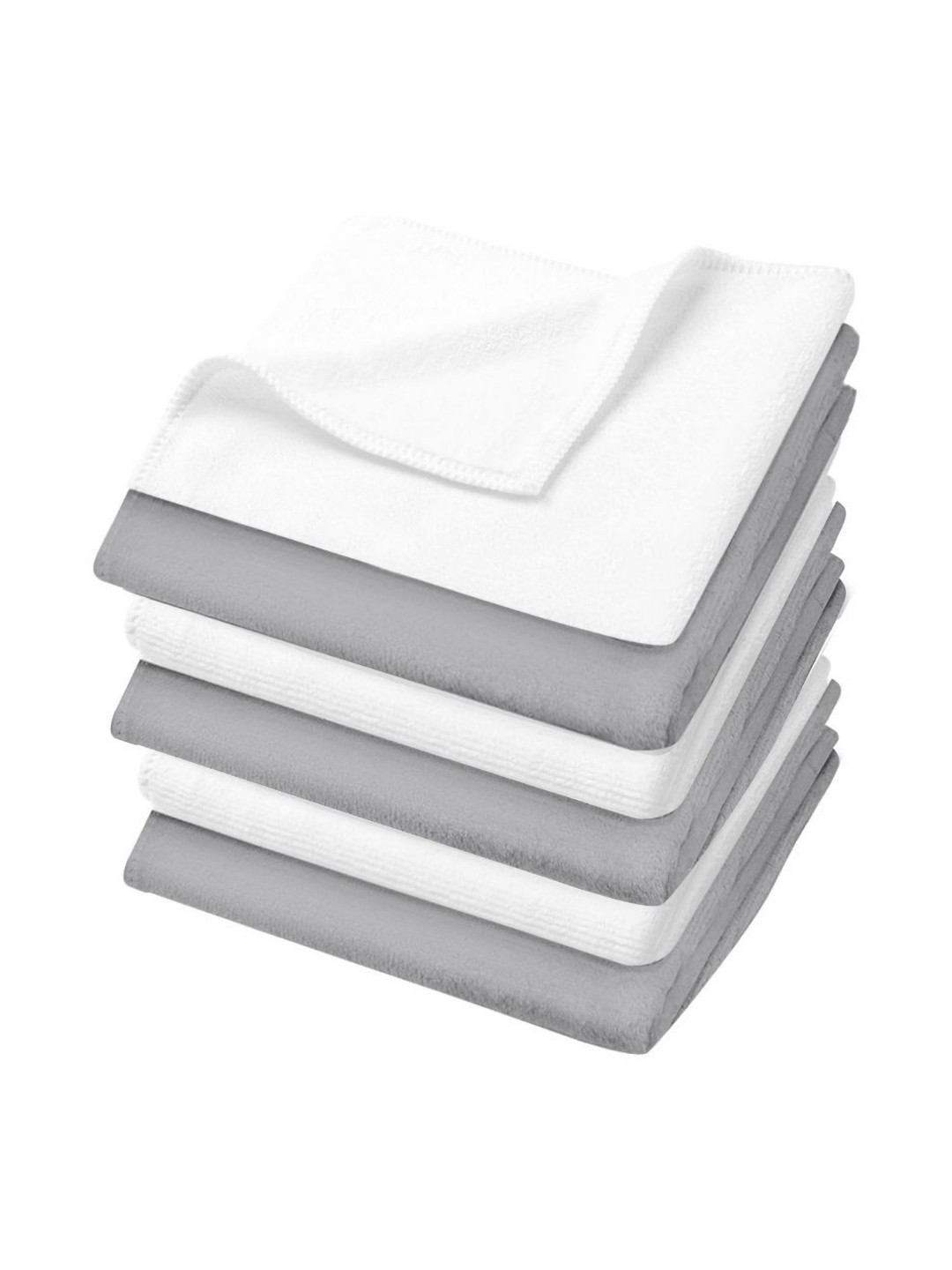 U & U Unique Utilities Grey & White 6 Pieces 400 GSM Face Towels