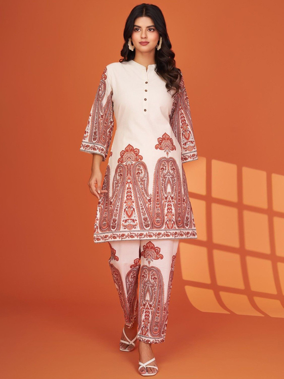 AUTUMN LANE Maurya Brink Printed Pure Cotton Tunic With Trouser Co-Ords