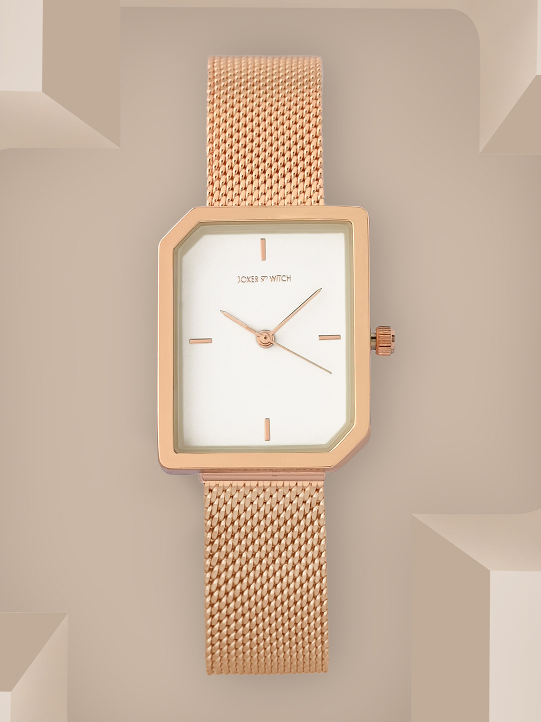 JOKER & WITCH Women White Dial & Rose Gold-Plated Mesh Strap Analogue Watch-AMWW566