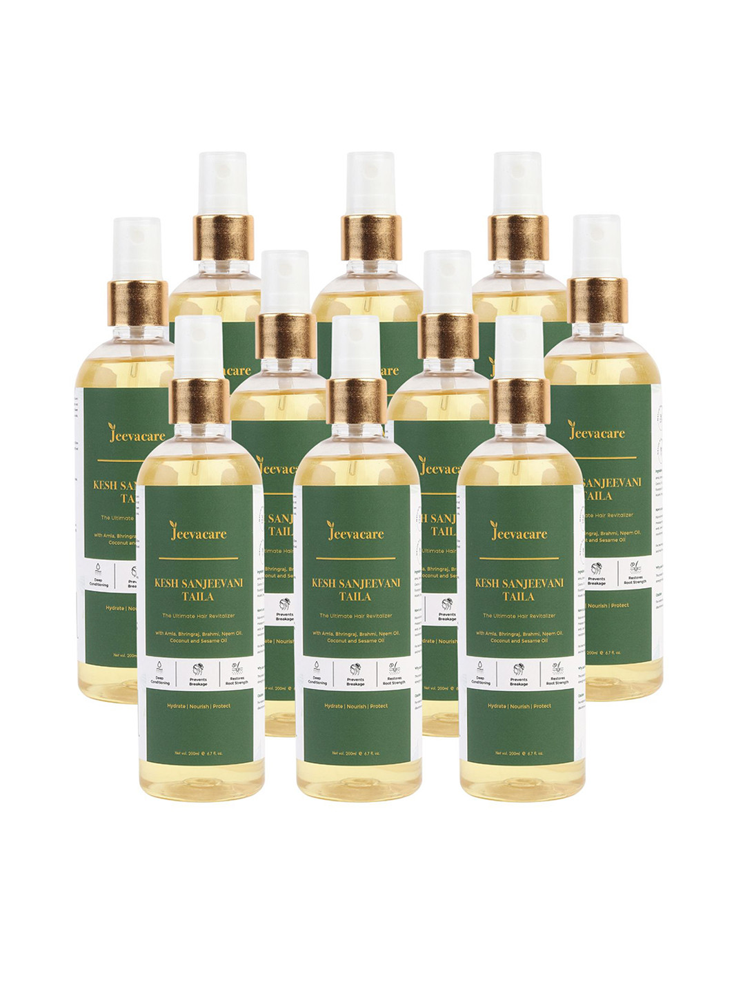 Jeevacare Set Of 10 Kesh Sanjeevani Hair Oil With Amla & Bhringraj - 200 ml Each
