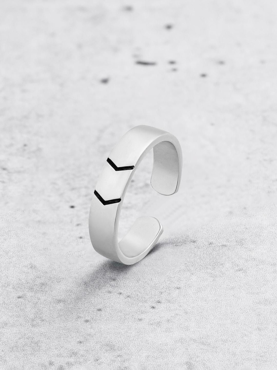 ORIONZ Men Sterling Silver Arrow Band Adjustable Finger Ring