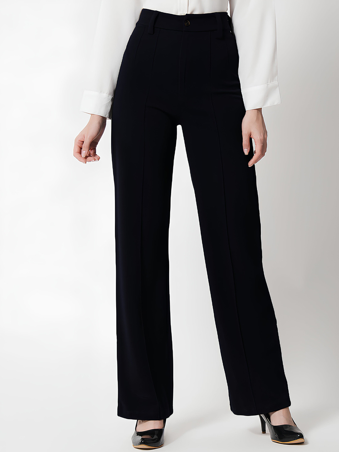 MULTIWA Women Smart Straight Fit High-Rise Trousers