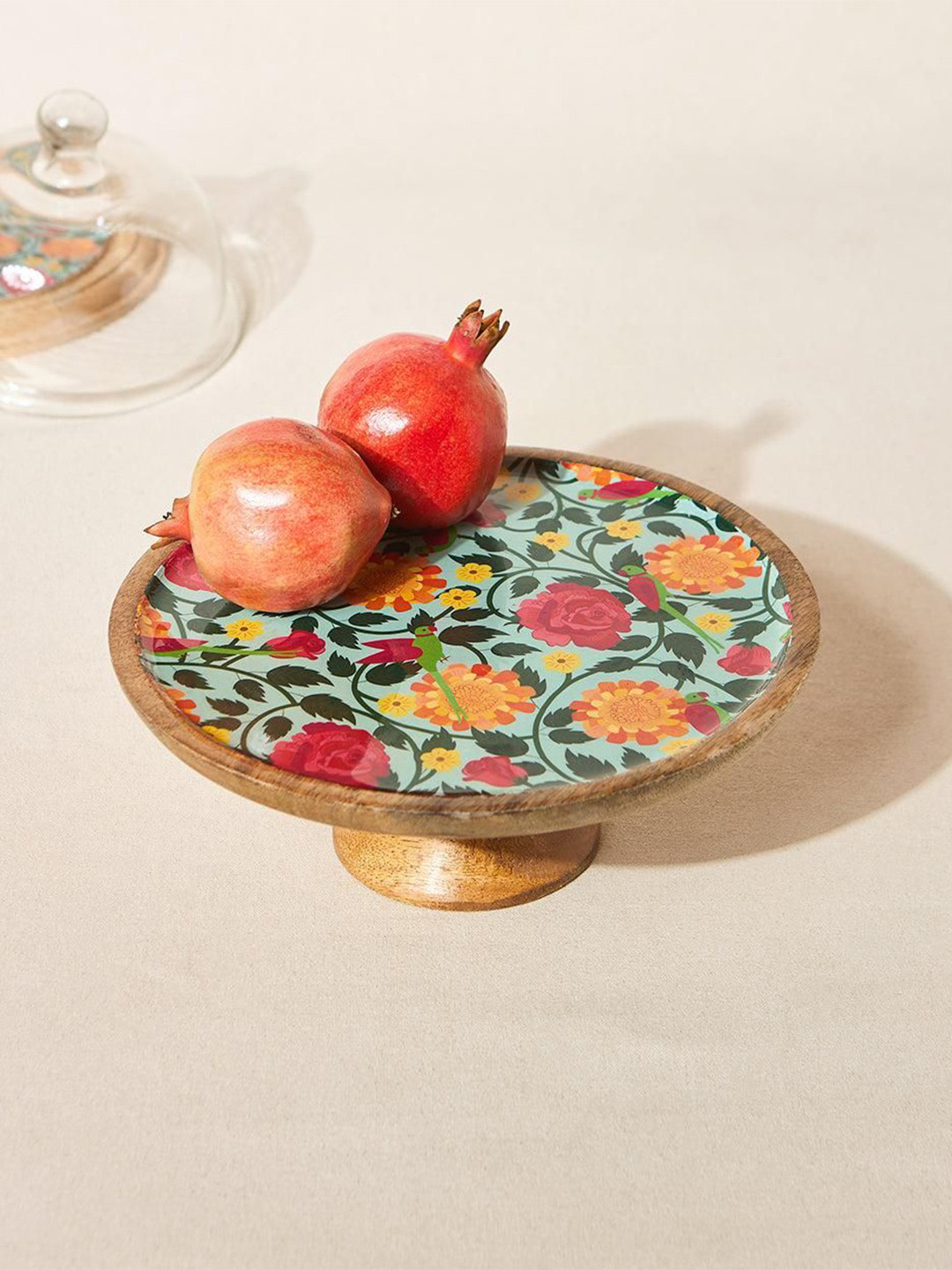 Chumbak Blue & Red Wooden Cake Stand