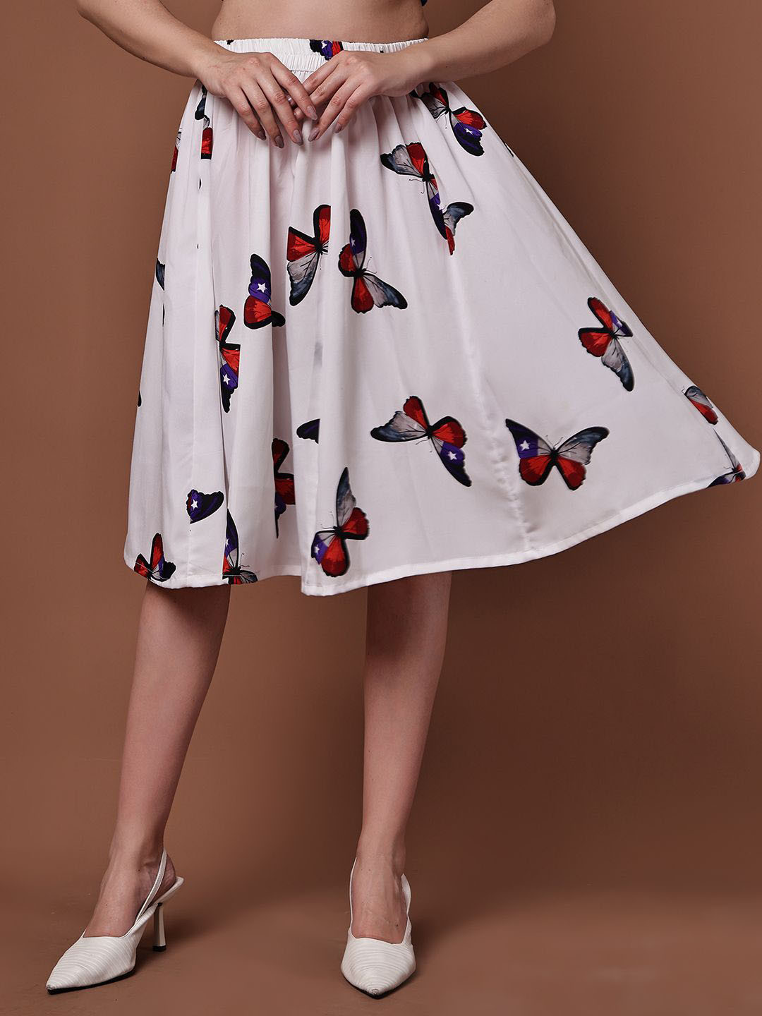 Valles365 by S.C. Butterfly Print A-Line Skirts