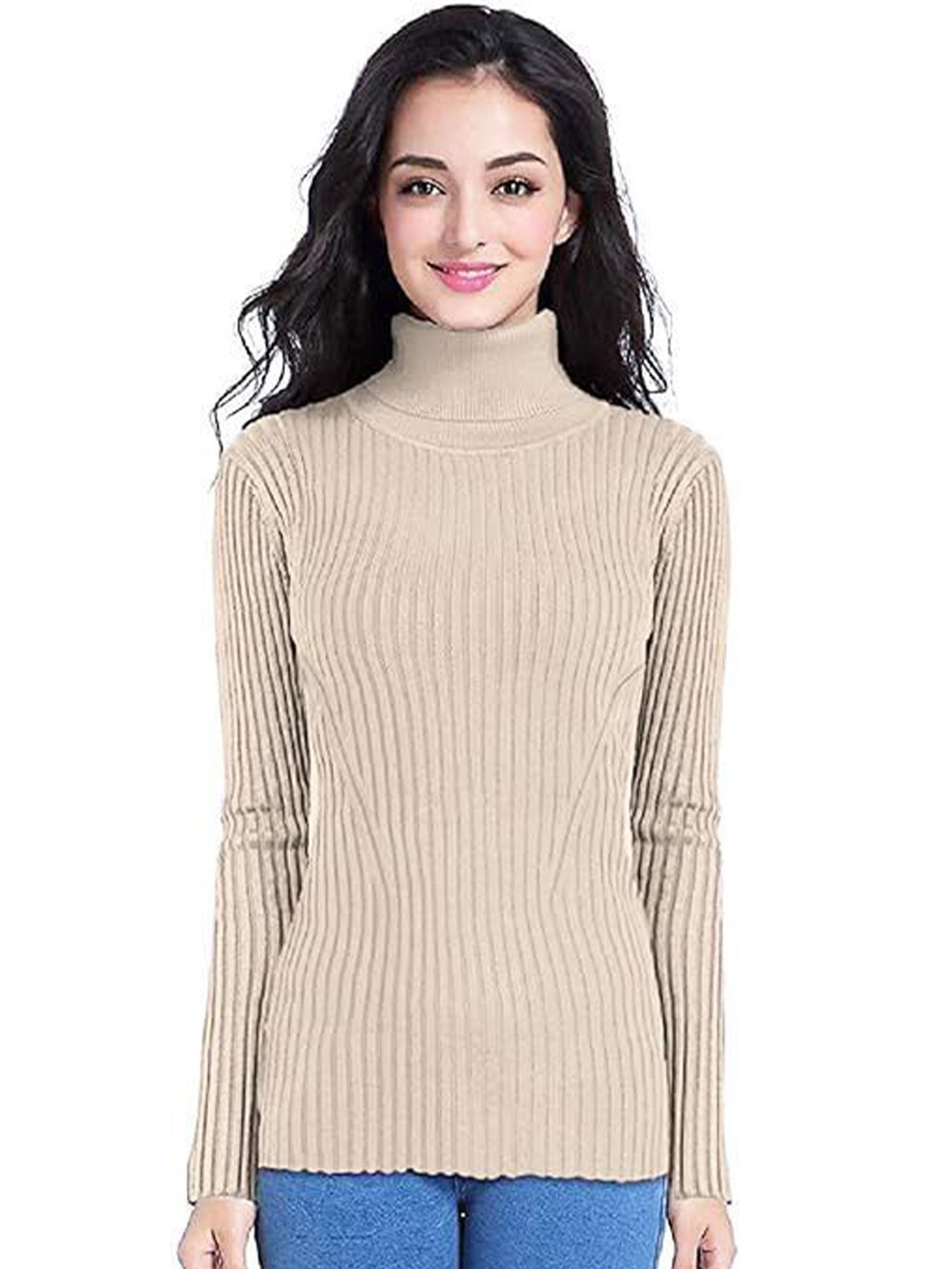 Kate Pretty Women Self Design Solid High Neck Pullover Sweatshirt