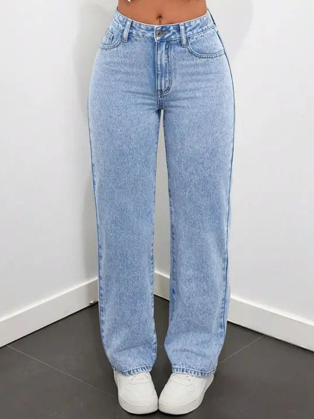 VBEAUTI Women Jean Boyfriend Fit High-Rise Acid Wash Stretchable Jeans