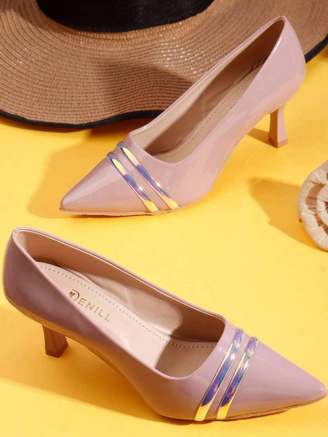 Denill Women Metallic Straps Kitten Sandals