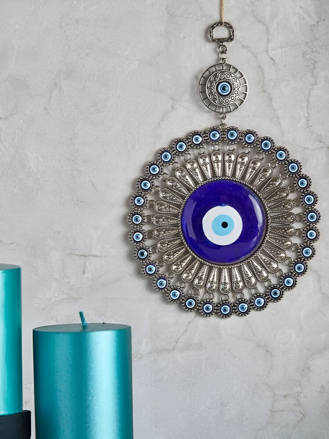 VASTU ART Blue And White Textured Wall Hanging