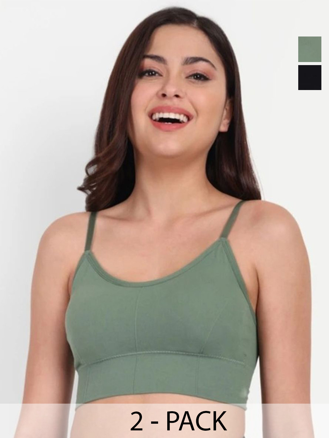 KAMINI Women Pack of 2 Solid Comfortable Non-Wired Seamless Padded Everyday Bra