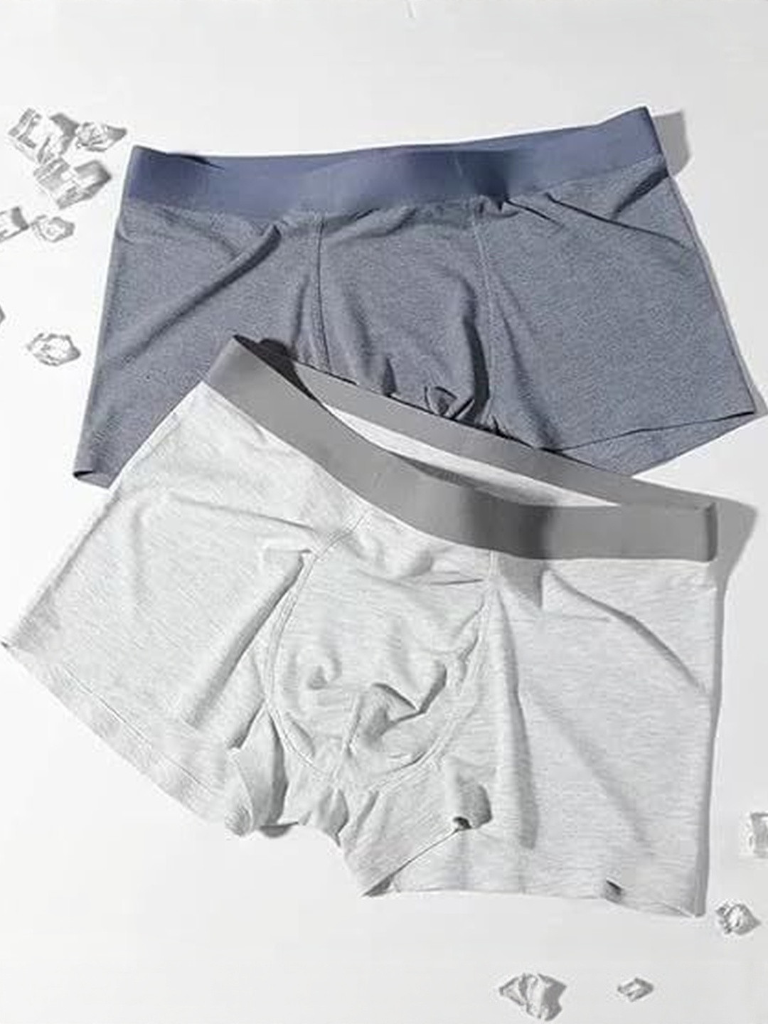 ASJAR Men's  Ice Silk Underwear Boxer Briefs Breathable  Printed Shorts Multi-Color Pack of 2 (L)