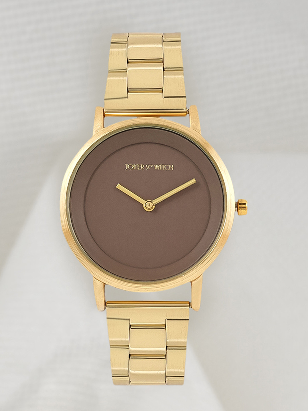 JOKER & WITCH Women Brown Printed Dial & Stainless Steel Bracelet Style Straps Analogue Watch AMWW517