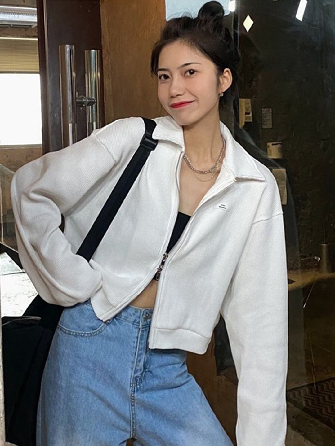 StyleCast Women Shoulder Tabs Spread Collar Long Sleeves Open Front Jacket