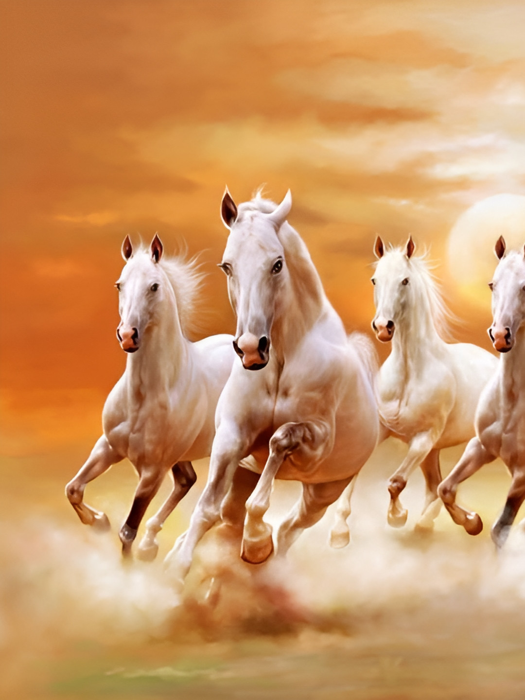 PixelAura Brown & White 7 Horse Paper Printed Wall Sticker