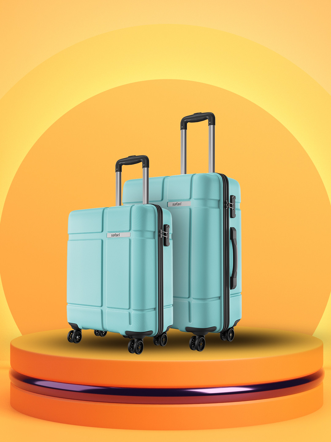 Safari Route Set of 2 Poly Carbonate Small & Medium Hard Trolley Bag