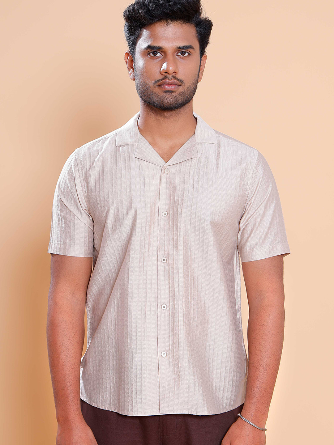 Native Bull Classic Textured Cuban Collar Shirt
