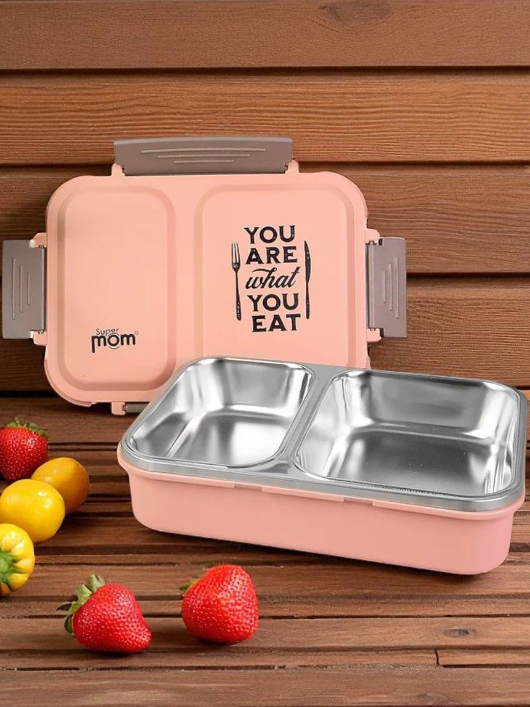 DeoDap 2 Partition Plastic Stainless Steel Vacuum Insulated Lunch Box