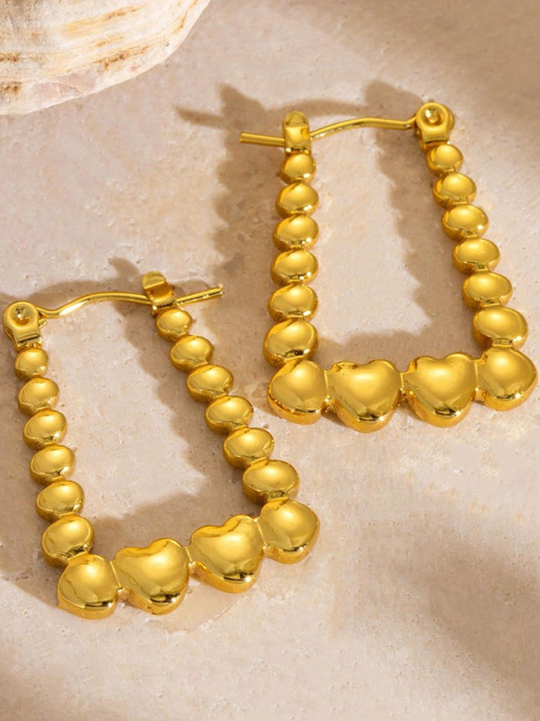 GOLDIWALA Women Heart Shaped Hoop Earrings-9703-GOLD