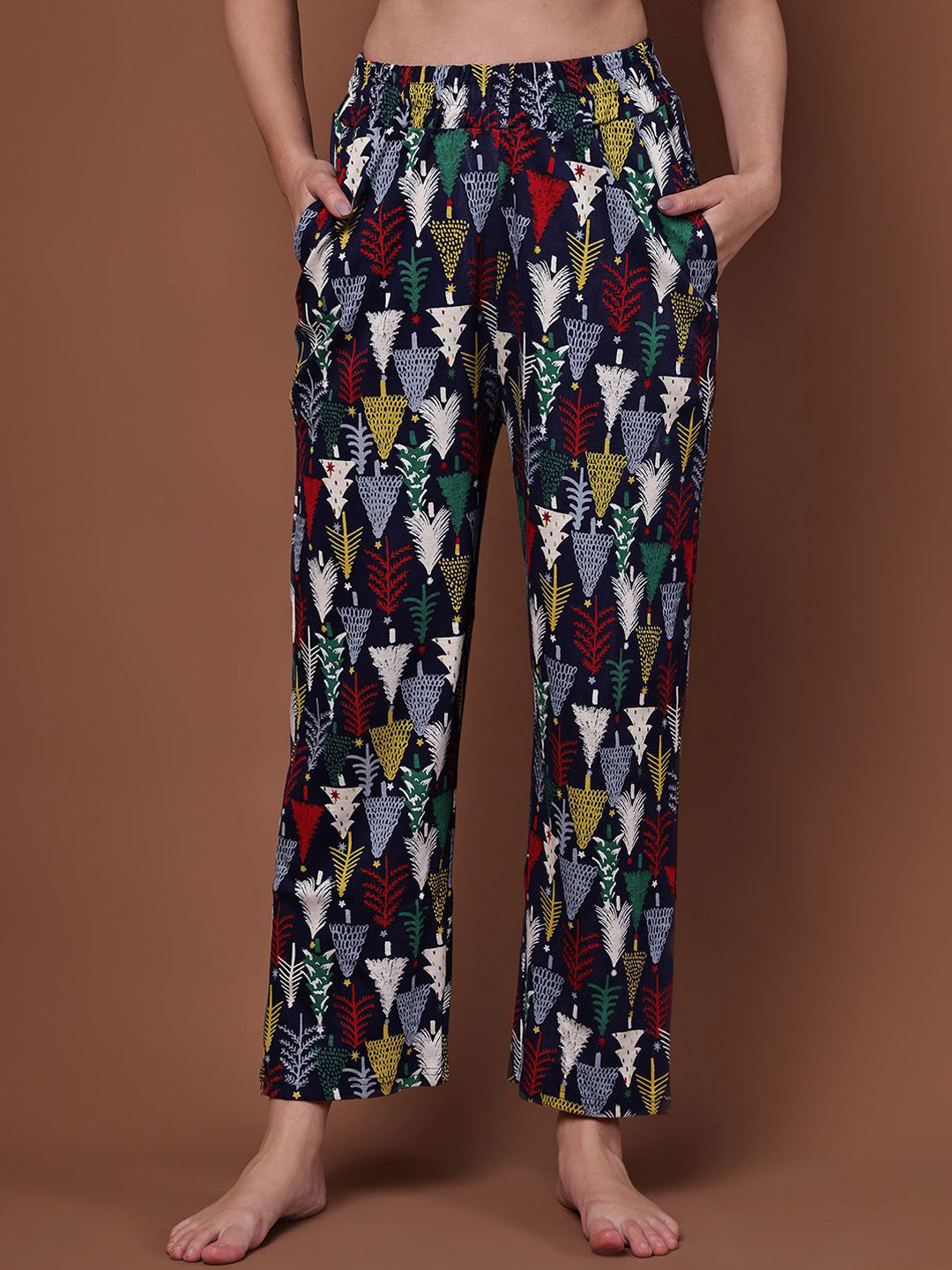 Valles365 by S.C. Women Printed Mid-Rise Cotton Lounge Pants
