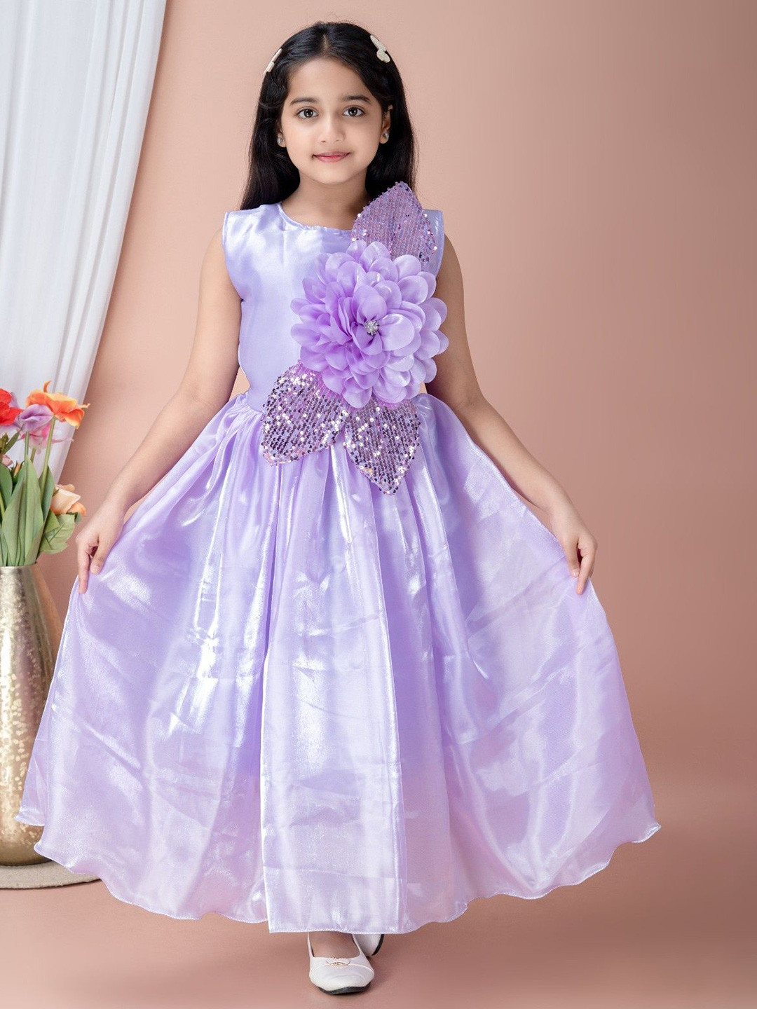 BAAQI Girls Sequined Gown Maxi Dress