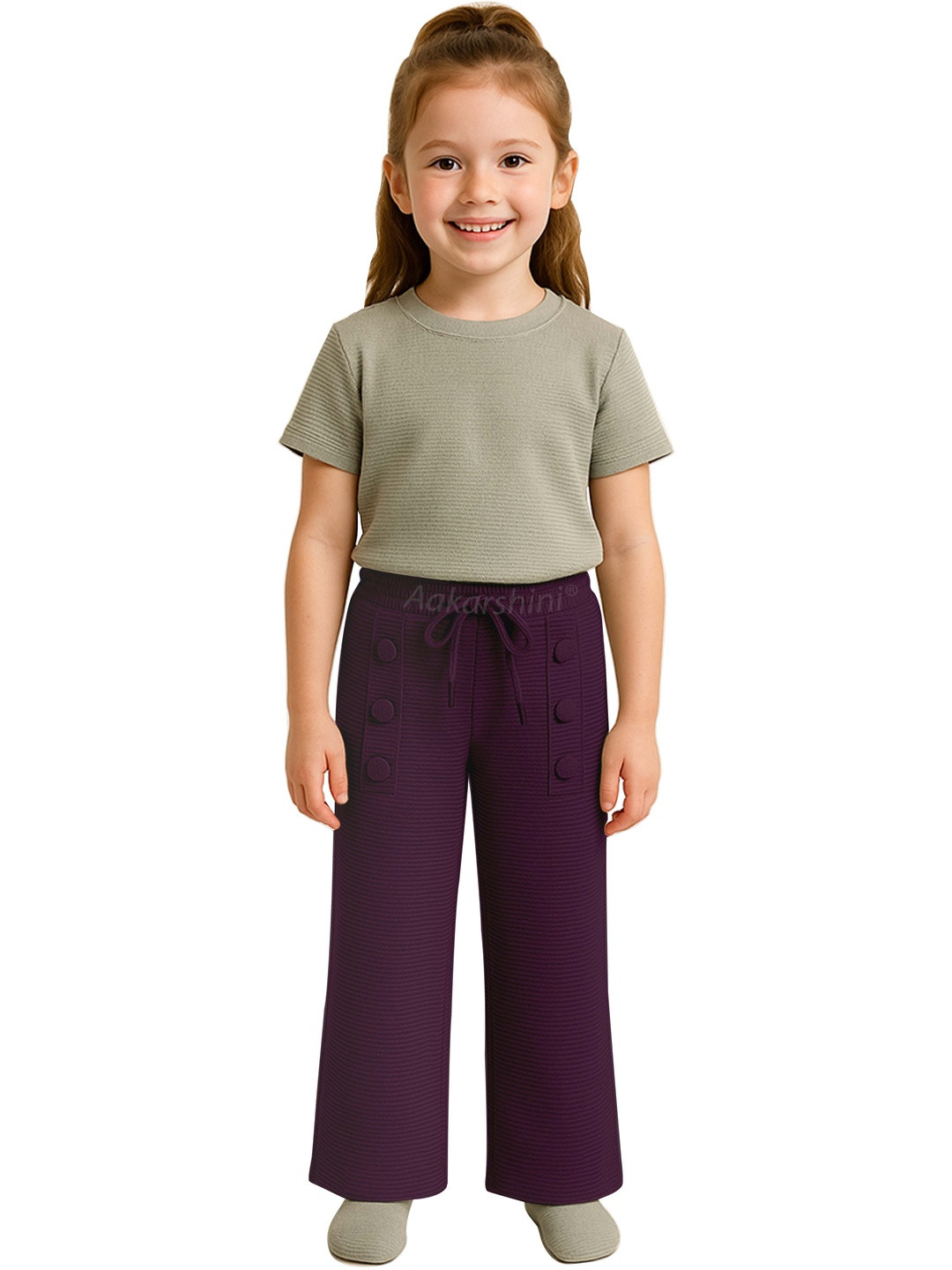 Aakarshini Girls Purple  Polyester Lower with Elastic Drawstring Waist Track pants