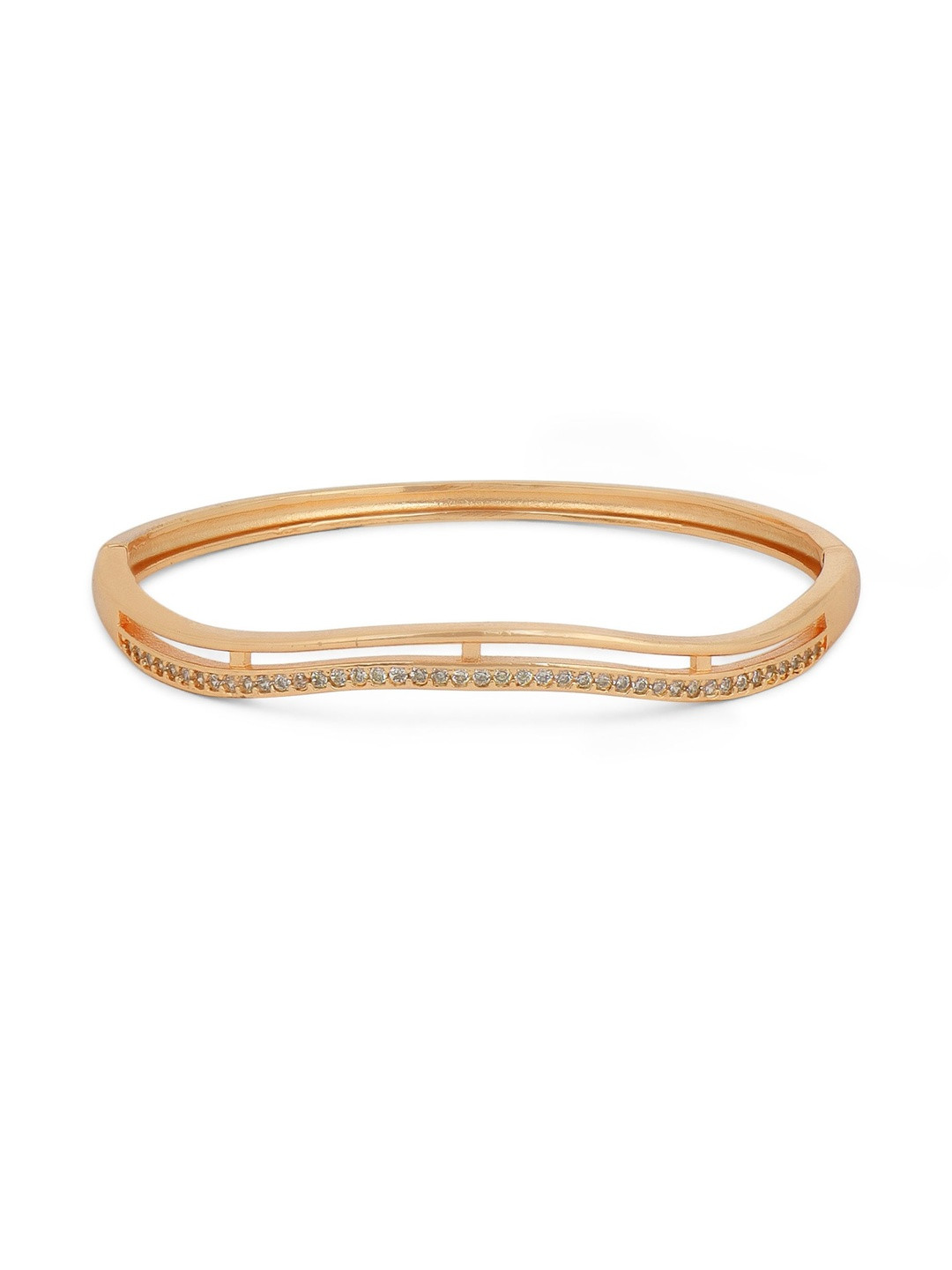 Nilu's Collection Rose Gold-Plated American Diamond Studded Kada Bracelet