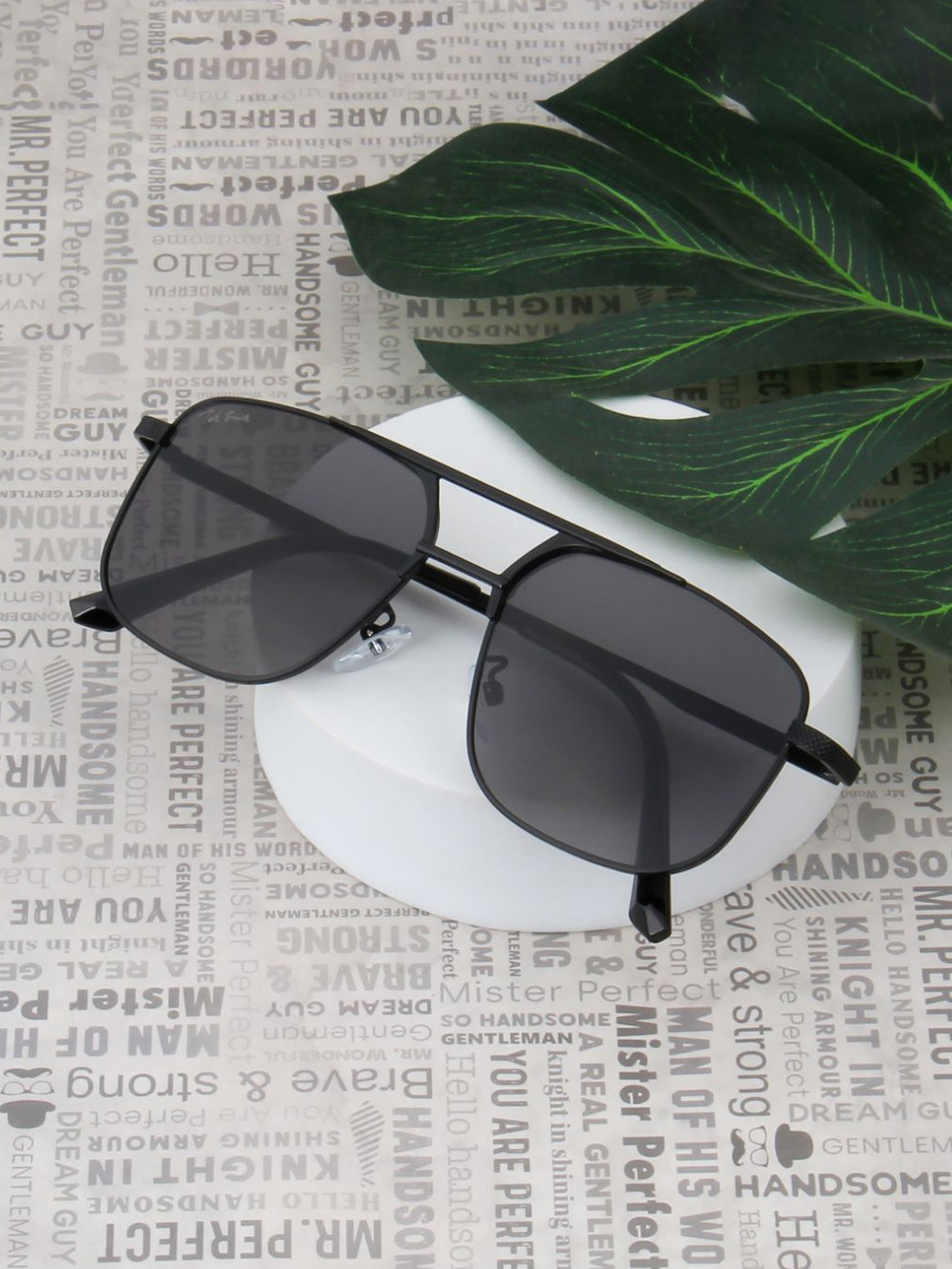 Ted Smith Unisex Aviator Black Sunglasses With UV Protected Lenses