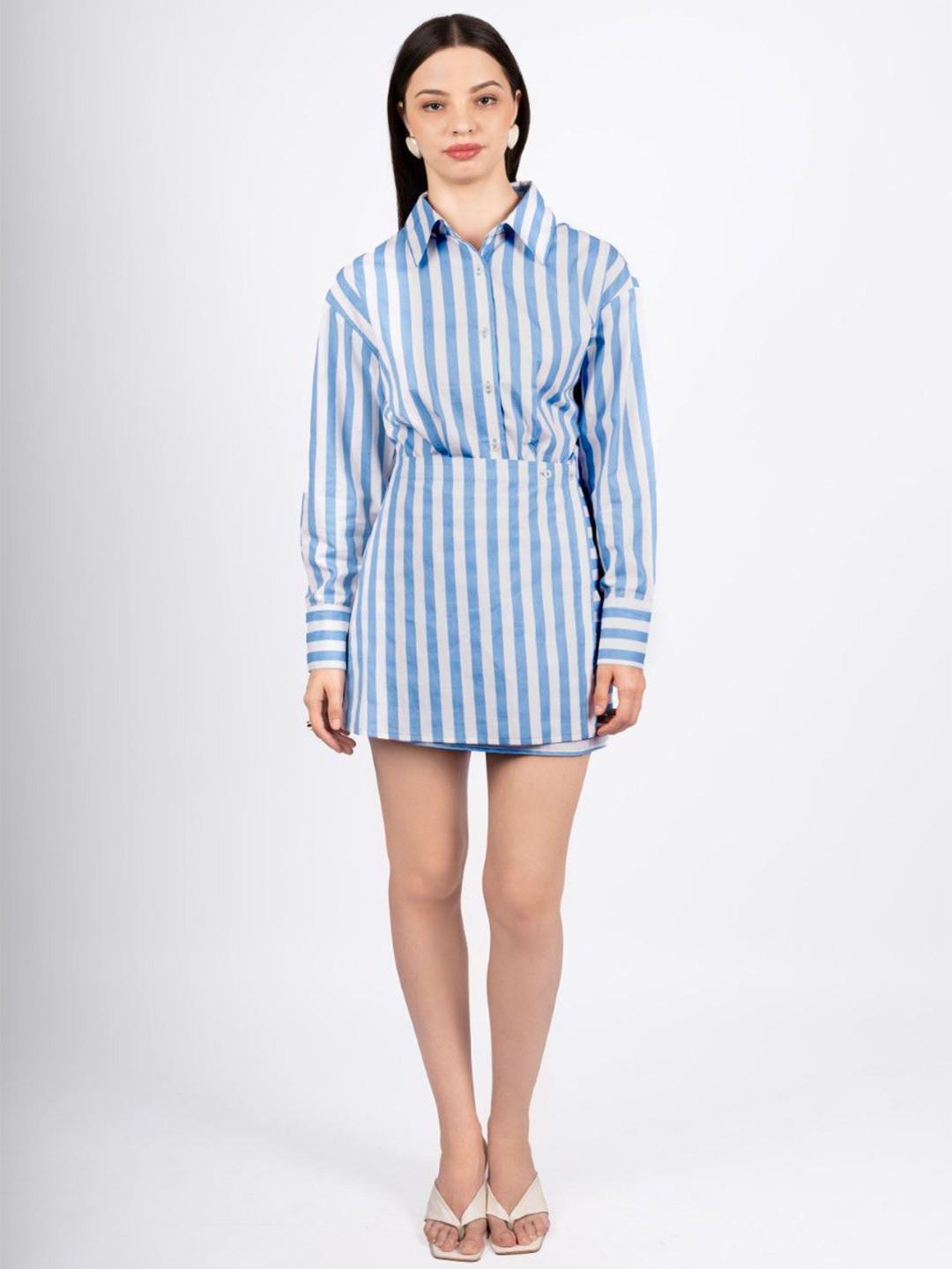 CORY EDGE Women Striped Shirt Mini Dress