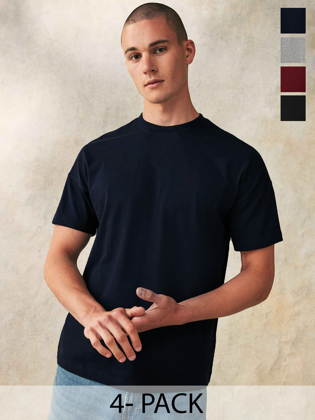 Sleepynuts Pack Of 4 Round Neck Cotton T-shirts