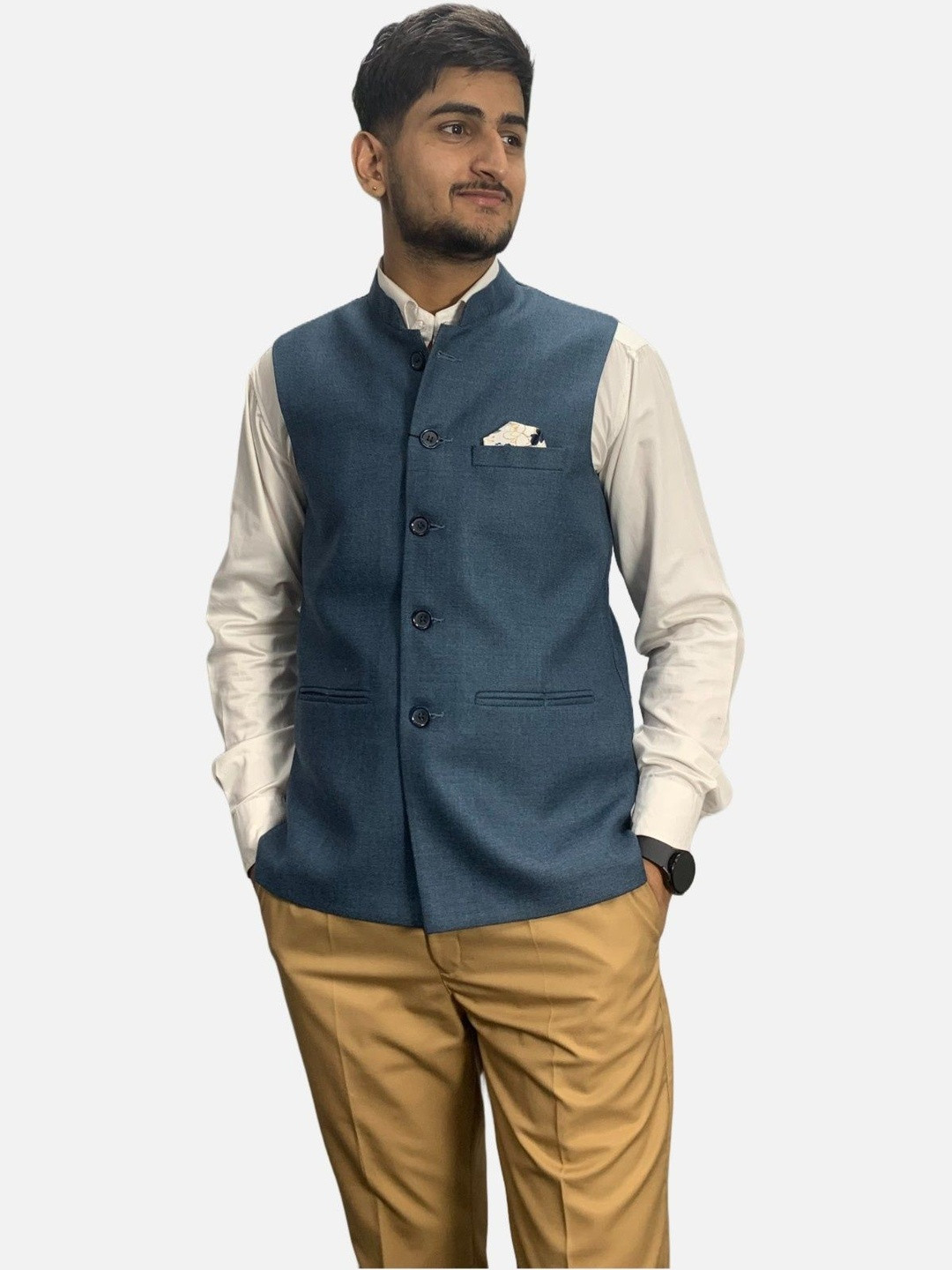 GARGIAN Master Cut Men Blue Polyester Jackets