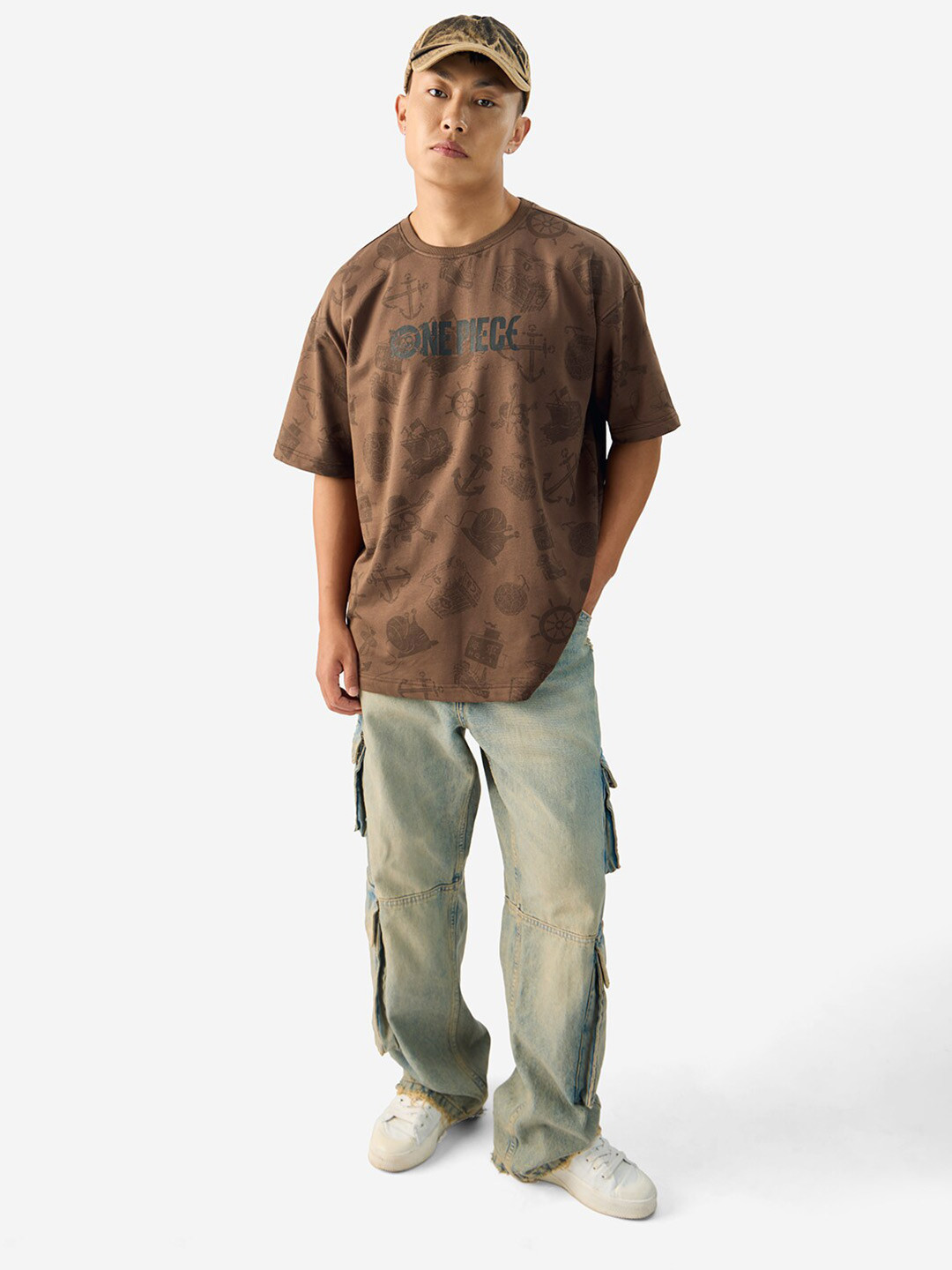 The Souled Store One Piece: Pirate Tales Conversational Printed Cotton Oversized T-shirt