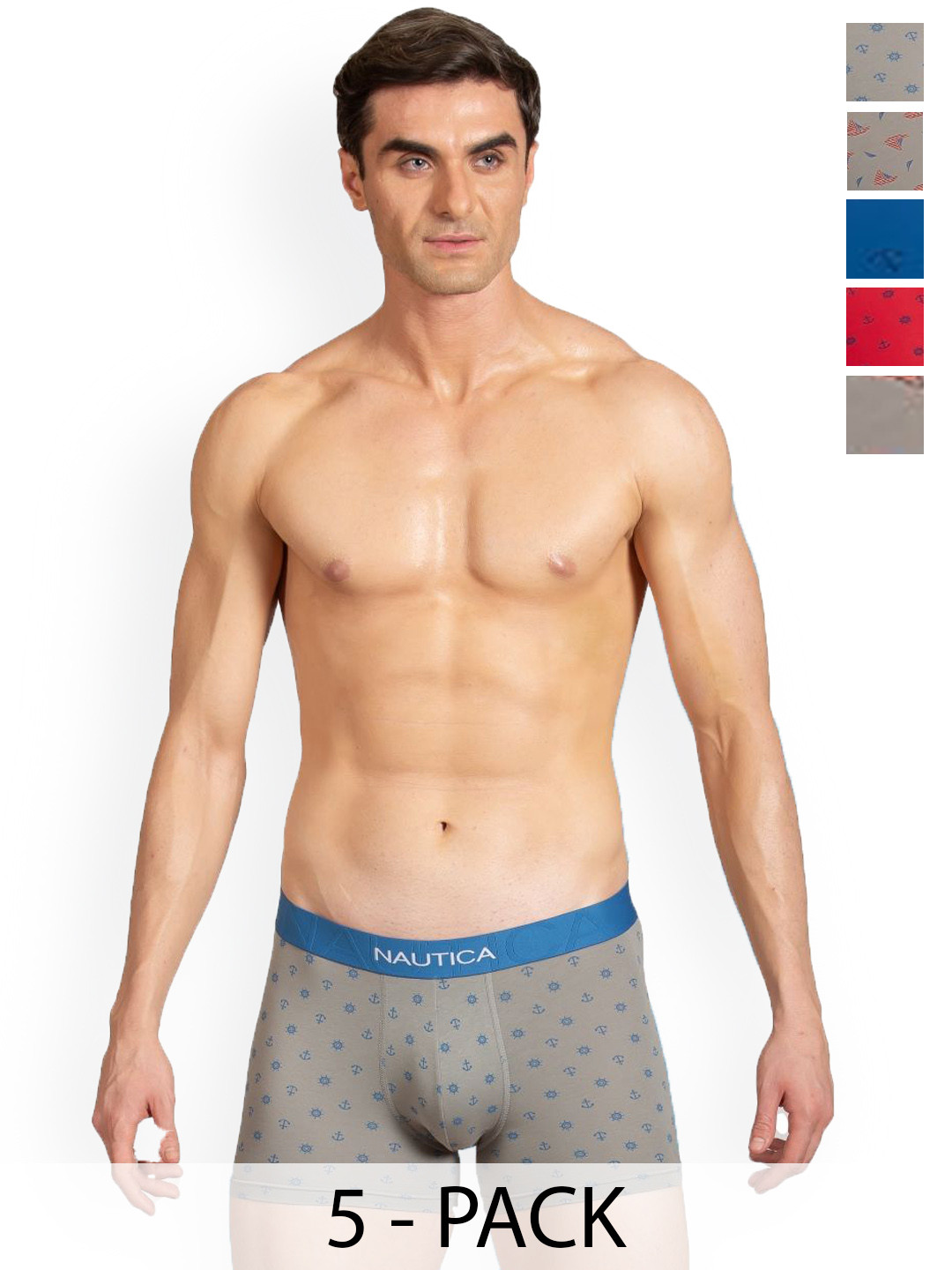 Nautica Men Pack Of 5 Printed Anti-Bacterial Short Trunks N_LJATRK01-LRSRB_S