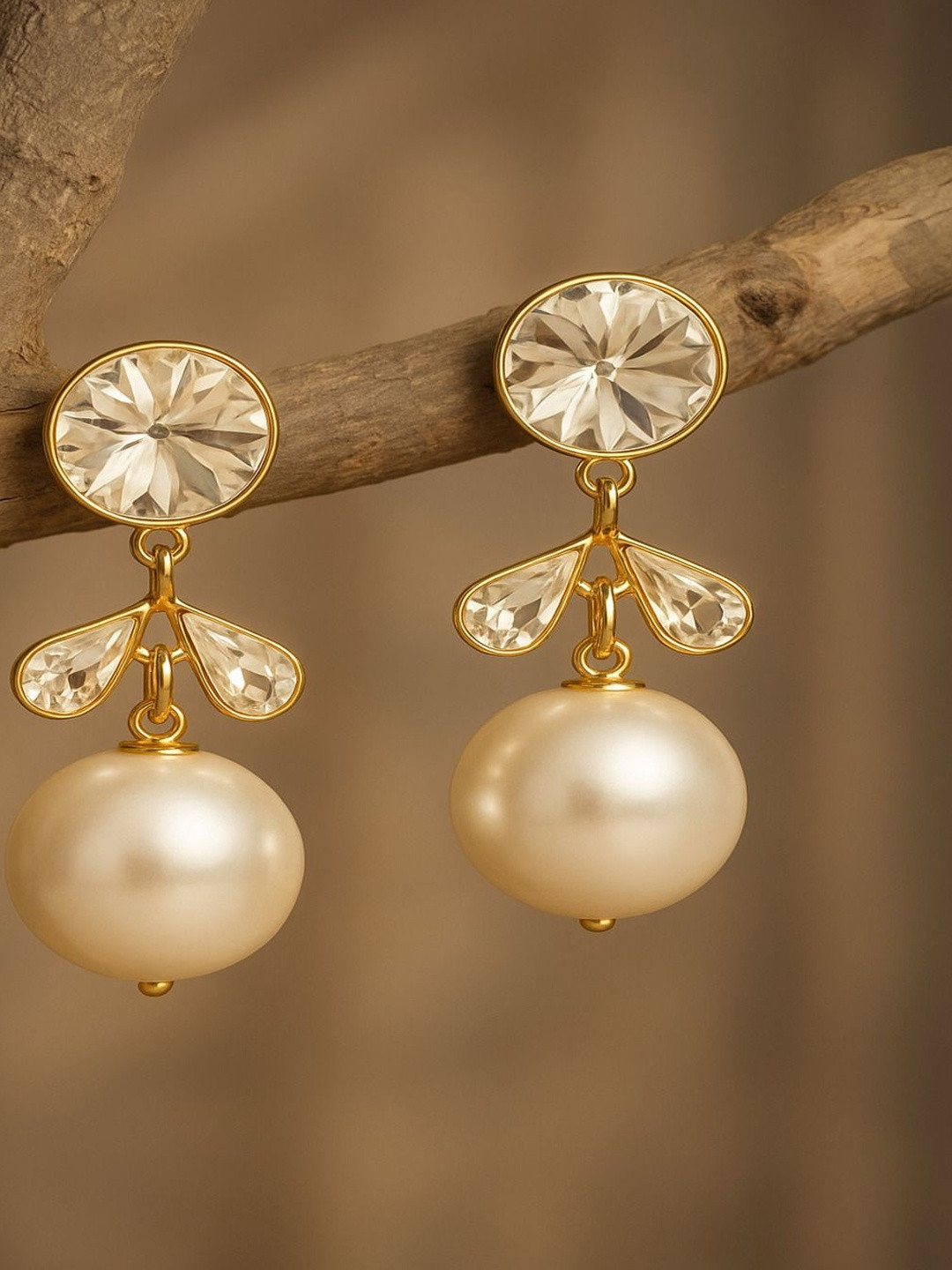 Jewelz Women Gold-Plated Western Circular Drop Earrings