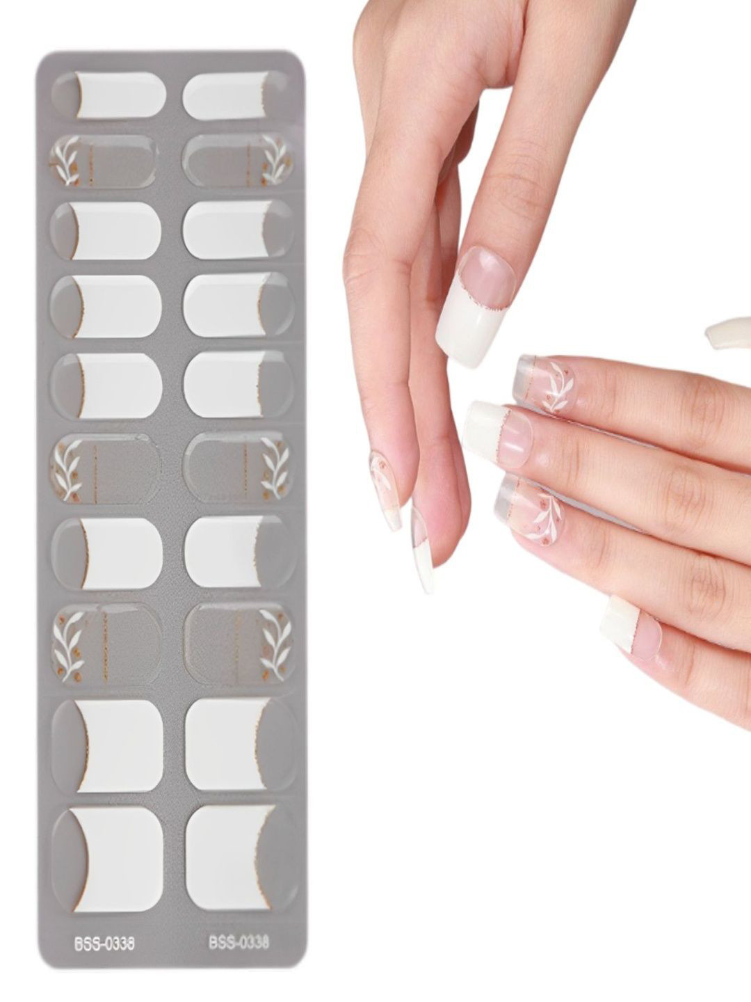 TLISMI Set Of 20 Self Adhesive Semi Cured Nail Gel Strips - Crystal Milky Vines