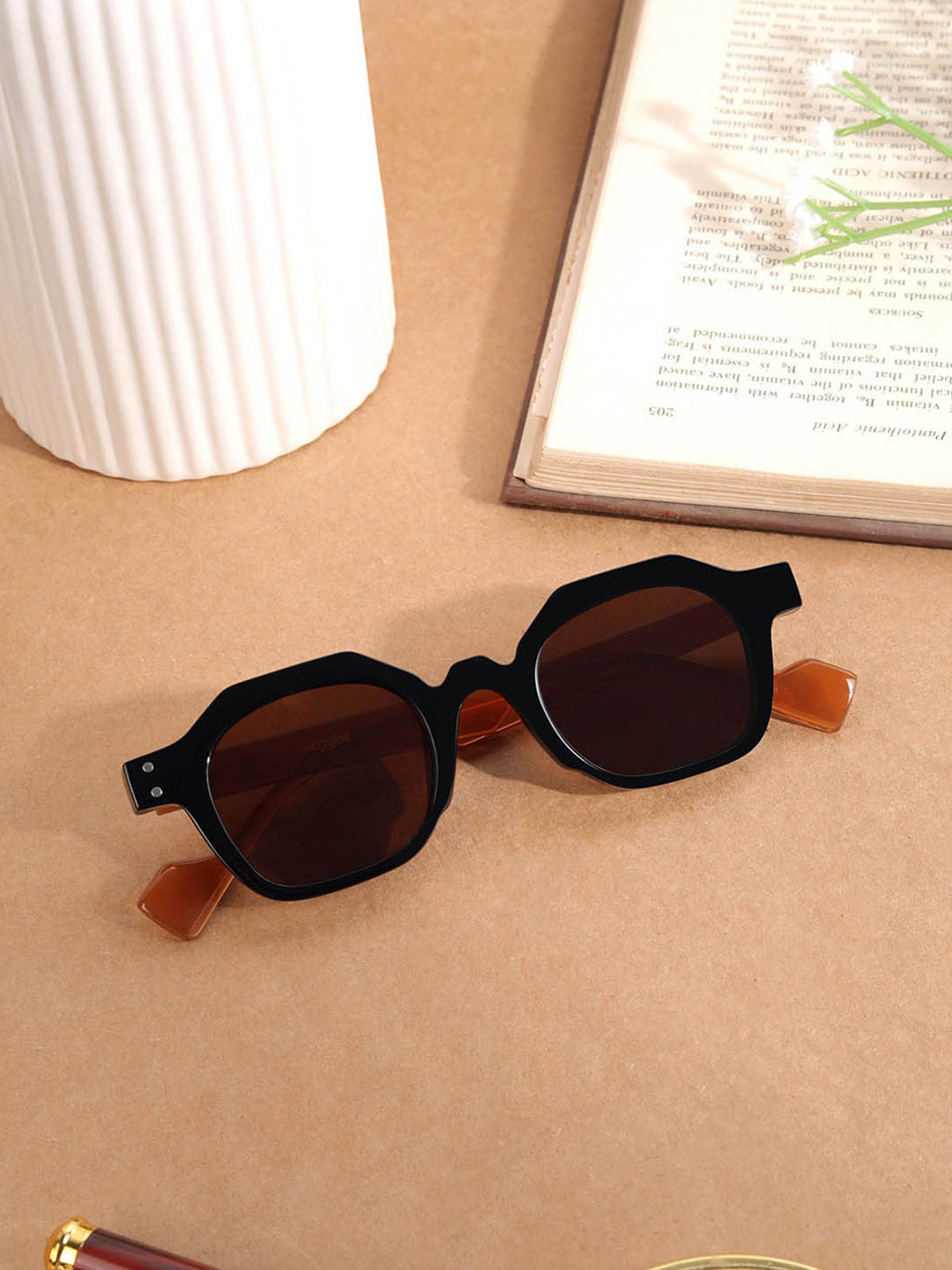 Woggles Unisex Hexagonal Sunglasses With UV Protected Lens WOCN-PHX-3895C2