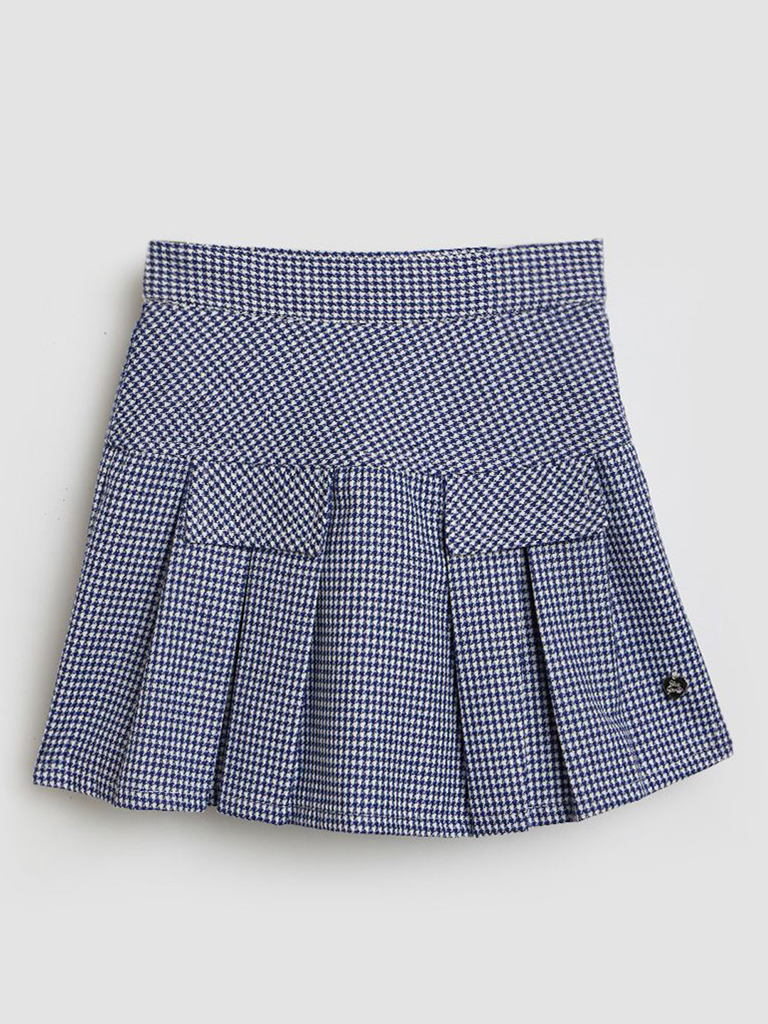 Blue Giraffe Girls Printed Pure Cotton Pleated Flared Mini Skirts