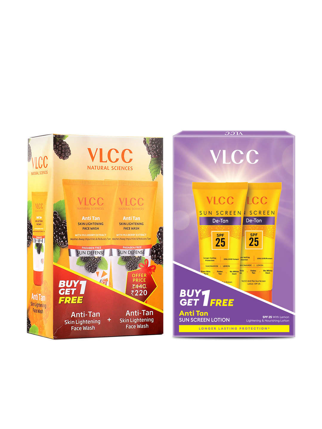 VLCC De-Tan Sunscreen SPF25 + Anti Tan Skin Lightening Facewash- 150ml each