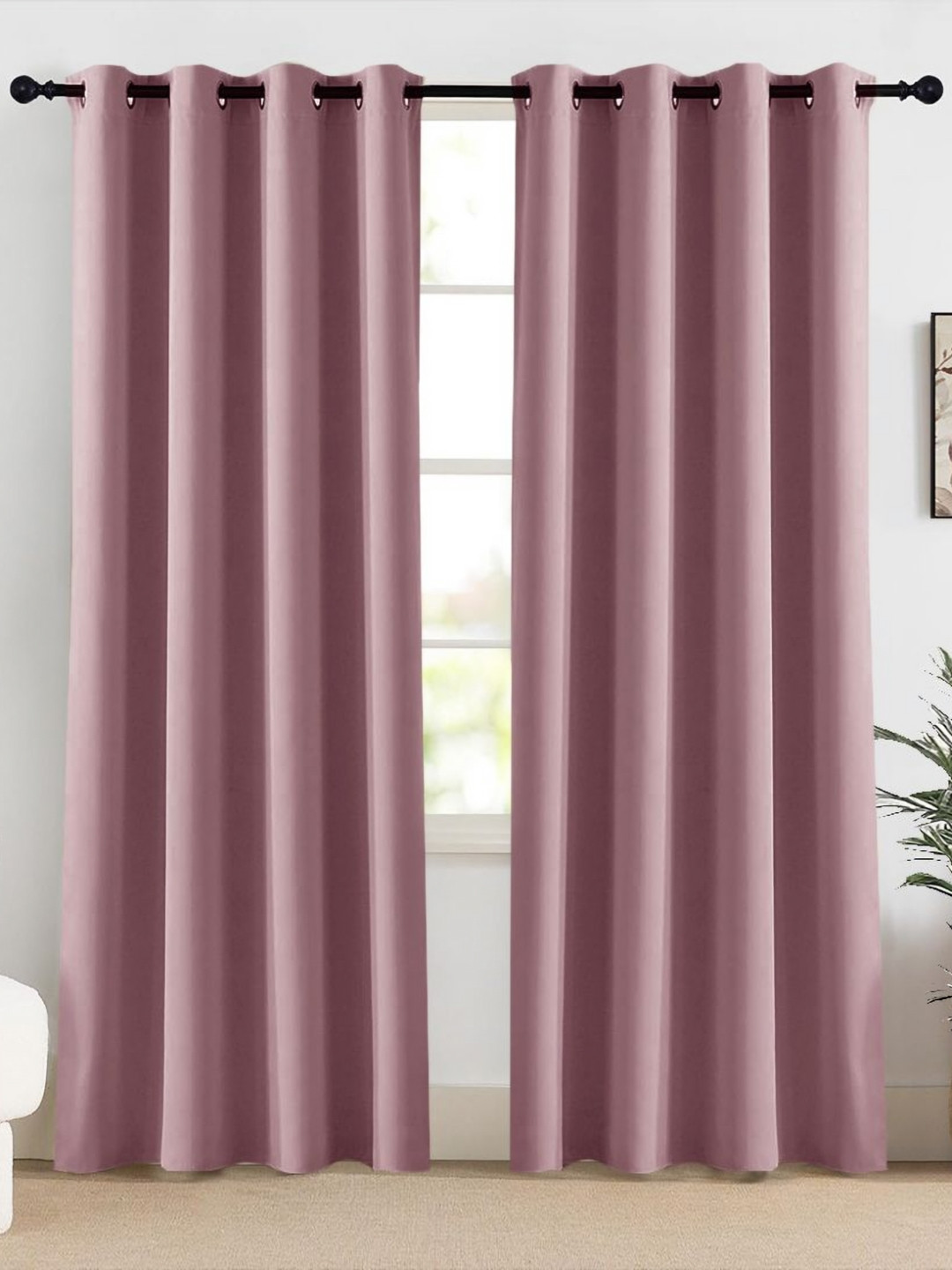 HOMEMONDE Lavender 2 Pcs Blackout 6 Feet Long Room Privacy & Thermal Insulation Curtains