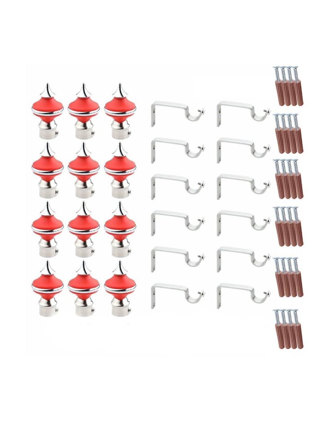 GLOXY Pack Of 12 Pot Shape Stainless Steel & ABS Curtain Bracket