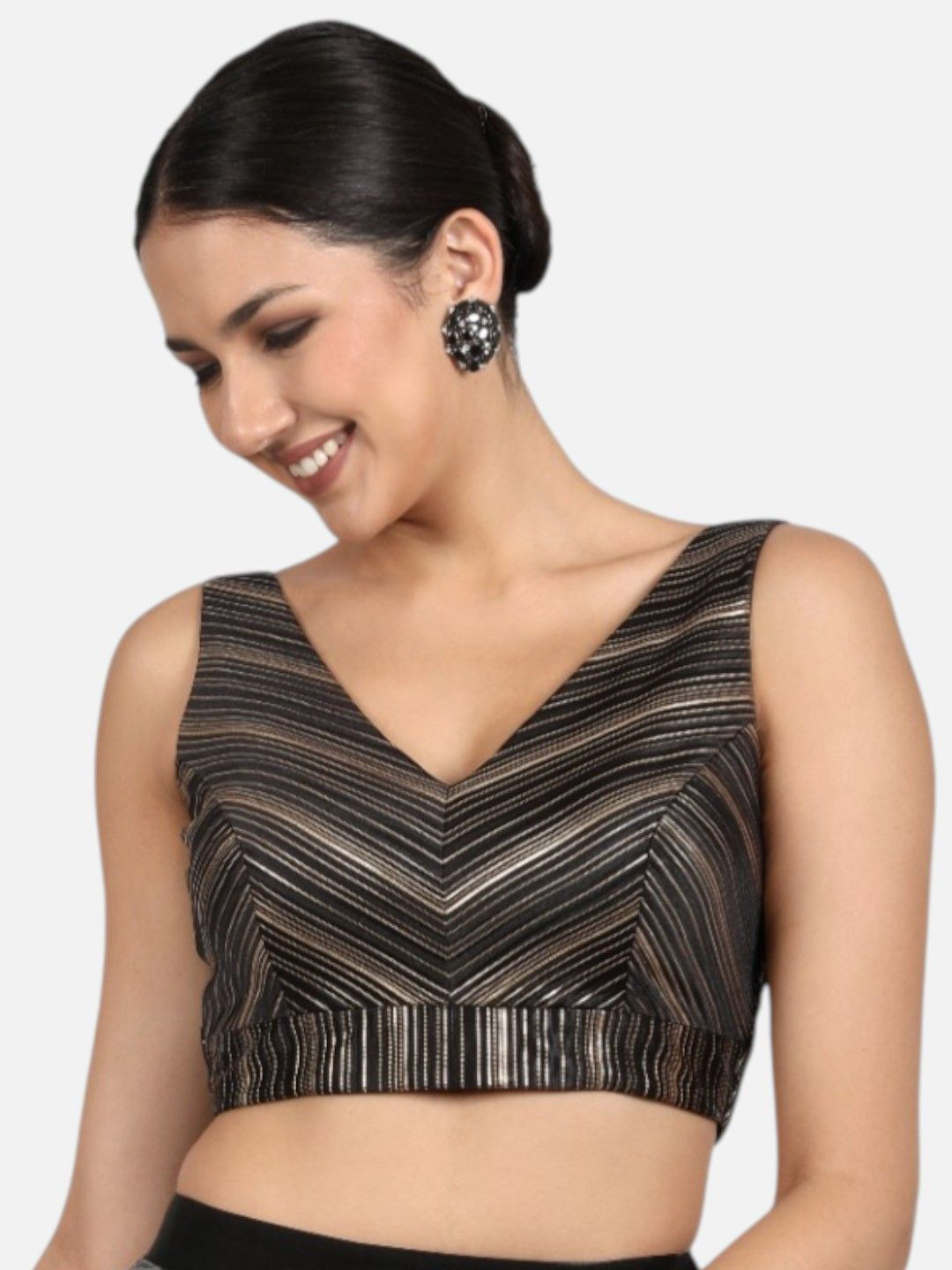 neckbook Women Striped Readymade Saree Blouse