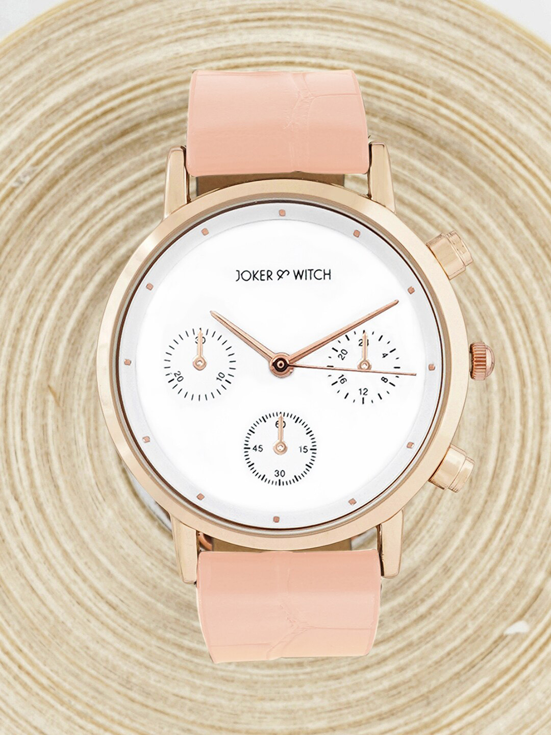 JOKER & WITCH Women White Dial & Pink Bracelet Style Straps Analogue Watch AMWW621