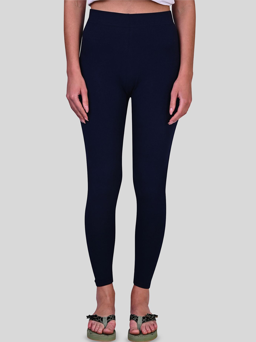 ZAYANQA Women Slim-Fit Ankle-Length Stretchable Cotton Navy Blue Leggings