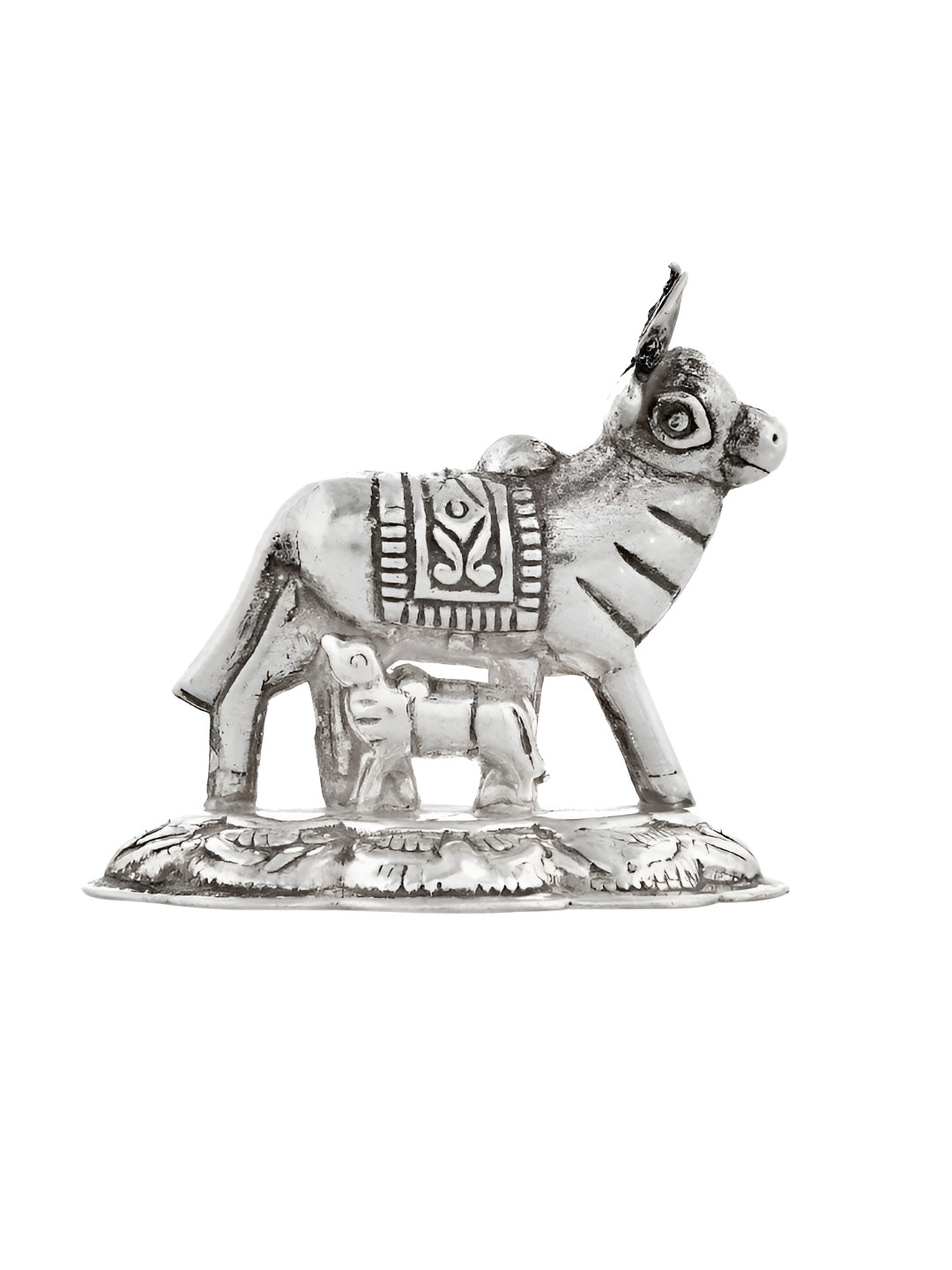 Voylla  Grey Textured 92.5 Sterling Silver Kamdhenu Sacred Cow Showpieces