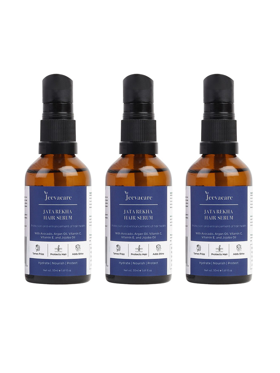 Jeevacare Set Of 3 Jata Rekha Hair Serum With Argan & Jojoba Oil For Nourishment-50ml Each