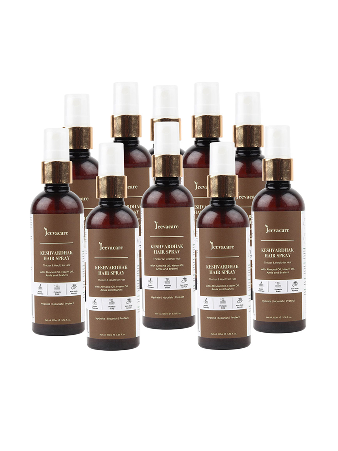Jeevacare Keshvardhak Set Of 10 Hair Spray For Hair Growth- 100 ml Each