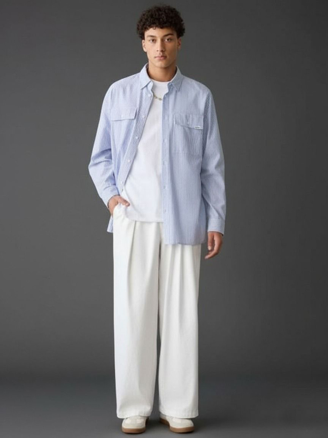 Next One Men Korean Straight Fit Easy Wash Pleated Trousers